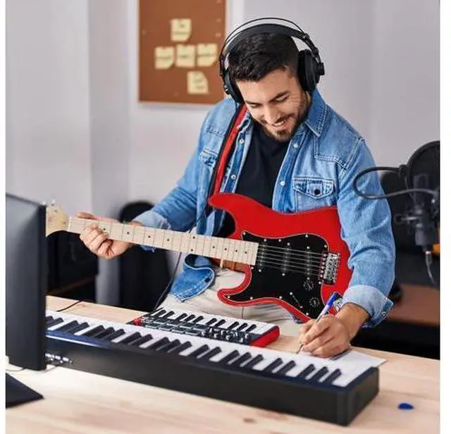 Main image of Full Size Electric Guitar for Music Lover Beginner with 20W Amp and Accessories Pack Guitar Bag (RED, Left Handed 39")