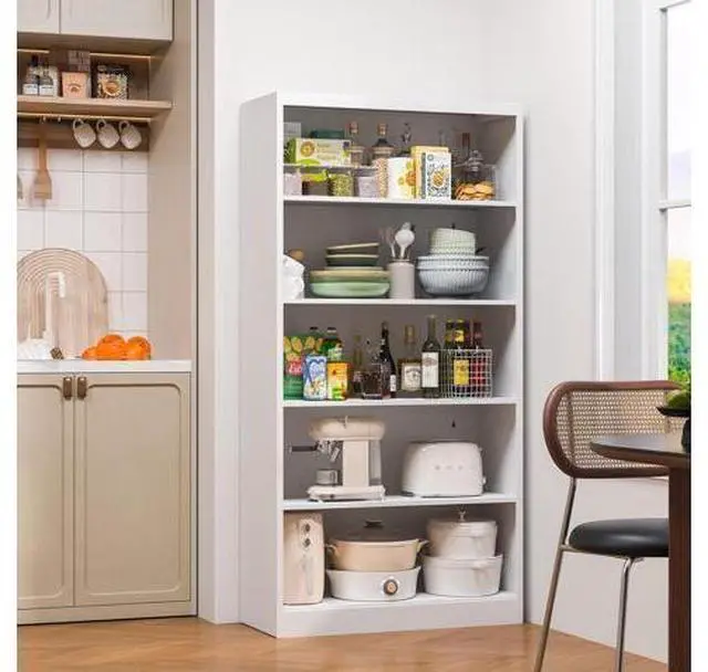 Main image of OSEILLC Bookcase,5 Tier White Bookshelves,55" Tall Free Standing Metal Bookcase with Adjustable Stor