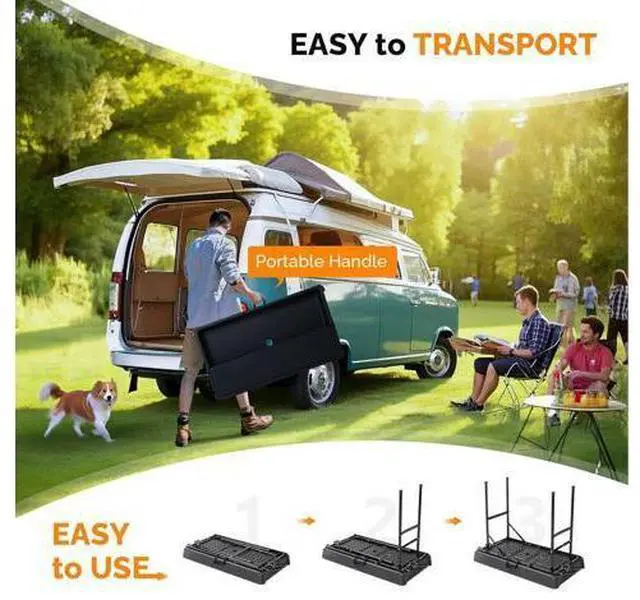 Main image of Portable Cooler Table with Extra Storage Shelf, Alloy Steel, Black, Picetable Model