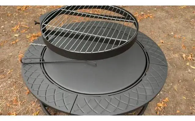 Main image of 35 Inch Fire Pit with BBQ Grill, Wood Burning Fire Pits for Outside with Lid & Fire Poker, 3 in 1 Round Metal Fire Pit Table with Cooking Grate, Outdoor Firepit for Backyard, Patio, Bonfire, Picnic