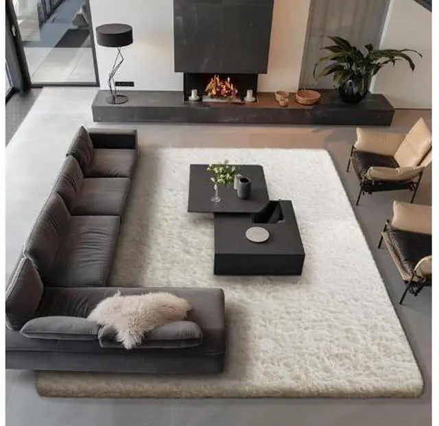 Main image of Area Rugs 9x12 Living Room, Large Ivory Bedroom Carpet, Big Shag Indoor Thick Soft Nursery Rug, Fluffy Carpets for Boy and Girls Room Dorm Home Decor Aesthetic