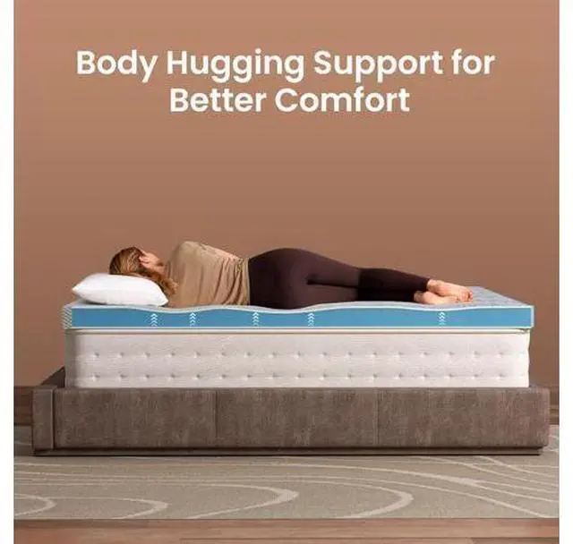 Main image of 3 Inch Cooling King Size Gel Memory Foam Mattress Topper Pad,Soft Bed Cover with Anti-Slip Base & Zipper,Fits 6"-19" Mattresses with Straps,Extra Comfort for Sleep &Back Pain Relief