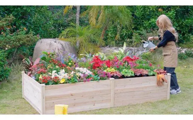 Main image of SPECRAFT 8x4 Ft Wood Raised Garden Bed, Durable 15 Inch Depth Planter Box for Vegetables, Herbs, and Flowers, Ideal for Outdoor Gardening with Open Base