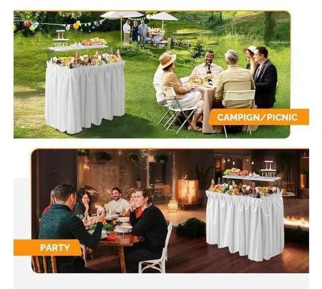 Main image of Ice Table with Extra Storage Shelf, Portasble Cooler Side Table with Removable Skirt, Patio Table, Indoor & Outdoor Bar for Events, Parties and Camping