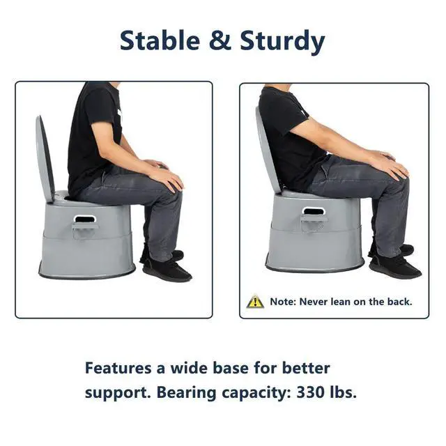 Alt view image 5 of 7 - Portable Toilet | Indoor Outdoor Commode w/Detachable Inner Bucket & Removable Paper Holder, Lightweight & Compact for Camping, Boat, Van, Emergency Use (Grey)