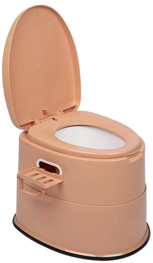 Main image of Portable Toilet | Indoor Outdoor Commode w/Detachable Inner Bucket & Removable Paper Holder, Lightweight & Compact for Camping, Boat, Van, Emergency Use (Brown)