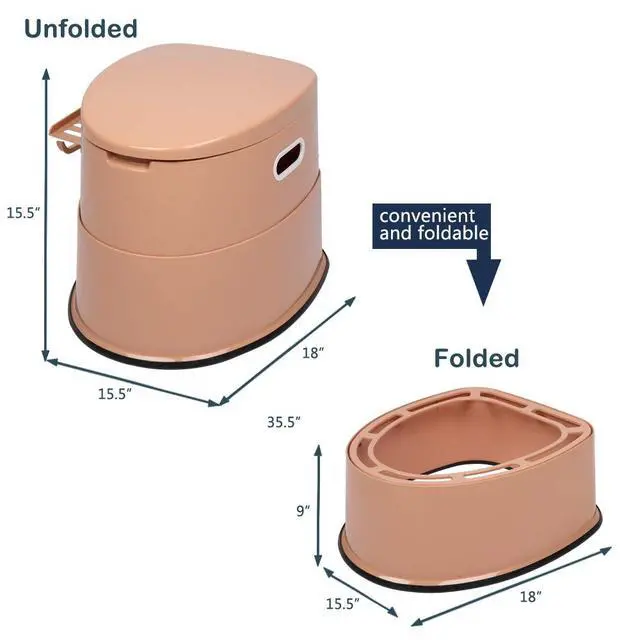 Alt view image 3 of 7 - Portable Toilet | Indoor Outdoor Commode w/Detachable Inner Bucket & Removable Paper Holder, Lightweight & Compact for Camping, Boat, Van, Emergency Use (Brown)