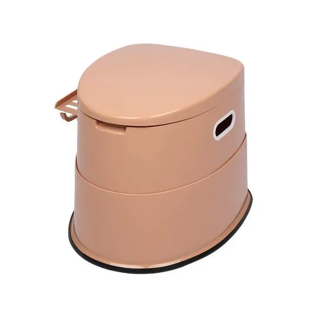 Alt view image 4 of 7 - Portable Toilet | Indoor Outdoor Commode w/Detachable Inner Bucket & Removable Paper Holder, Lightweight & Compact for Camping, Boat, Van, Emergency Use (Brown)