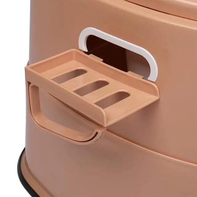Alt view image 5 of 7 - Portable Toilet | Indoor Outdoor Commode w/Detachable Inner Bucket & Removable Paper Holder, Lightweight & Compact for Camping, Boat, Van, Emergency Use (Brown)