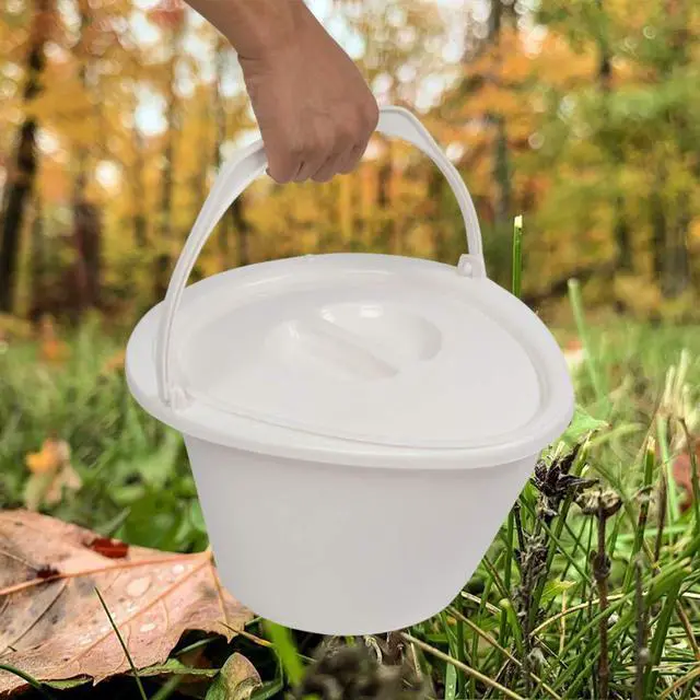 Alt view image 6 of 7 - Portable Toilet | Indoor Outdoor Commode w/Detachable Inner Bucket & Removable Paper Holder, Lightweight & Compact for Camping, Boat, Van, Emergency Use (Brown)