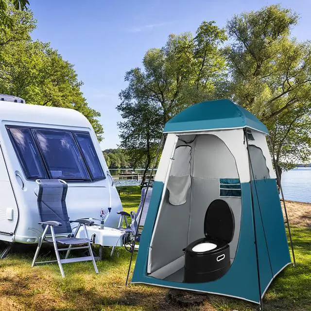 Alt view image 2 of 7 - Portable Toilet | Indoor Outdoor Commode w/Detachable Inner Bucket & Removable Paper Holder, Lightweight & Compact for Camping, Boat, Van, Emergency Use (Black)
