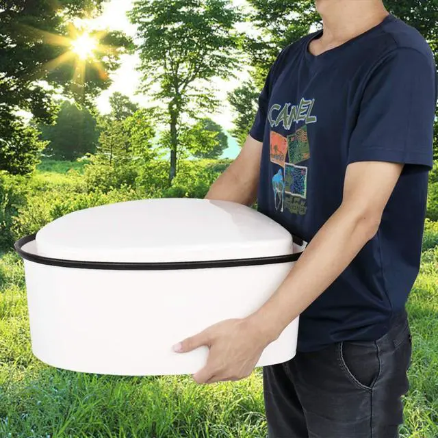 Alt view image 2 of 7 - Portable Toilet | Indoor Outdoor Commode w/Detachable Inner Bucket & Removable Paper Holder, Lightweight & Compact for Camping, Boat, Van, Emergency Use (White)