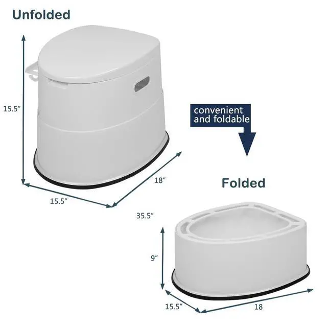 Alt view image 3 of 7 - Portable Toilet | Indoor Outdoor Commode w/Detachable Inner Bucket & Removable Paper Holder, Lightweight & Compact for Camping, Boat, Van, Emergency Use (White)