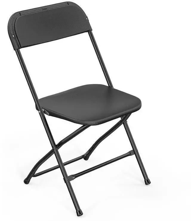 Main image of 1 Pack Black Plastic Folding Chair, Indoor Outdoor Portable Stackable Commercial Seat with Steel Frame 350lb. Capacity for Events Office Wedding Party Picnic Kitchen Dining