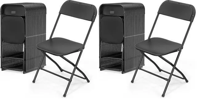 Main image of 40 Pack Black Plastic Folding Chair, Indoor Outdoor Portable Stackable Commercial Seat with Steel Frame 350lb. Capacity for Events Office Wedding Party Picnic Kitchen Dining