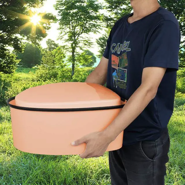 Alt view image 2 of 7 - Portable Toilet | Indoor Outdoor Commode w/Detachable Inner Bucket & Removable Paper Holder, Lightweight & Compact for Camping, Boat, Van, Emergency Use (Brown)