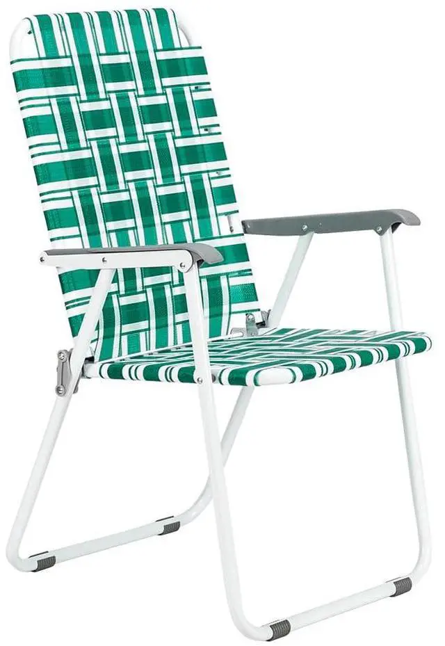 Main image of Patio Lawn Webbed Folding Chairs Set of 4, Outdoor Beach Chair Portable Dining Chair for ir for Outdoor Yard, Garden(Green, Classic)