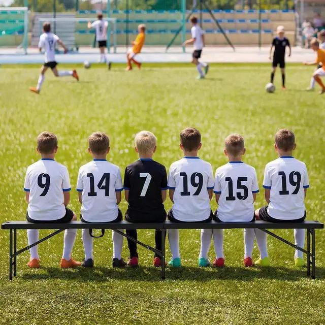 Alt view image 2 of 7 - 8 feet Plastic Folding Bench,Portable in/Outdoor Picnic Party Camping Dining Seat, Garden Soccer Multipurpose Entertaining Activities, Smooth HDPE Tabletop (1, Black, 8ft)