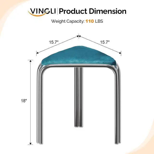Alt view image 3 of 7 - 18 Inch Stackable Triangular Stools 4 Pack, Colorful Velvet Padded | Metal Frame Stacking Stool, Space-saving, Portable Nesting Benches, Decoration for Home Kitchen Dining Room Cafe