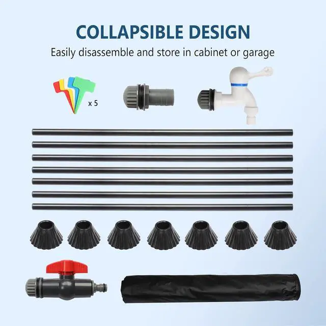 Alt view image 6 of 7 - PVC 50 Gallon Collapsible Rain Barrel (Black, 100 Gallon) | Upgraded Foldable PVC Rain Water Collection Barrel, Water Barrel with Filter Mesh, Double-Seal Spigot & Overflow Connector