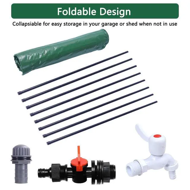 Alt view image 6 of 7 - PVC Collapsible Rain Barrel, Green, 132 Gallon | Upgraded Foldable PVC Rain Water Collection Barrel, Water Barrel with Filter Mesh, Double-Seal Spigot & Overflow Connector