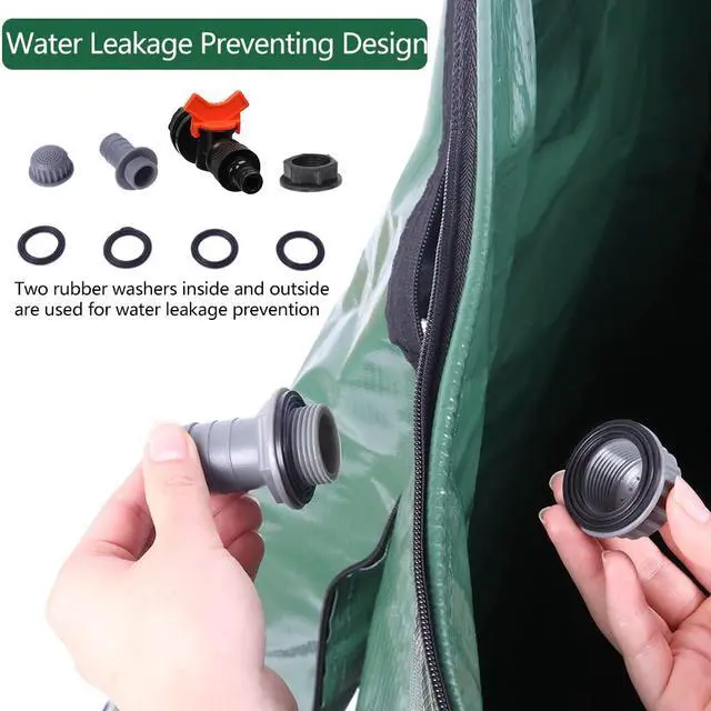 Alt view image 7 of 7 - PVC Collapsible Rain Barrel, Green, 132 Gallon | Upgraded Foldable PVC Rain Water Collection Barrel, Water Barrel with Filter Mesh, Double-Seal Spigot & Overflow Connector