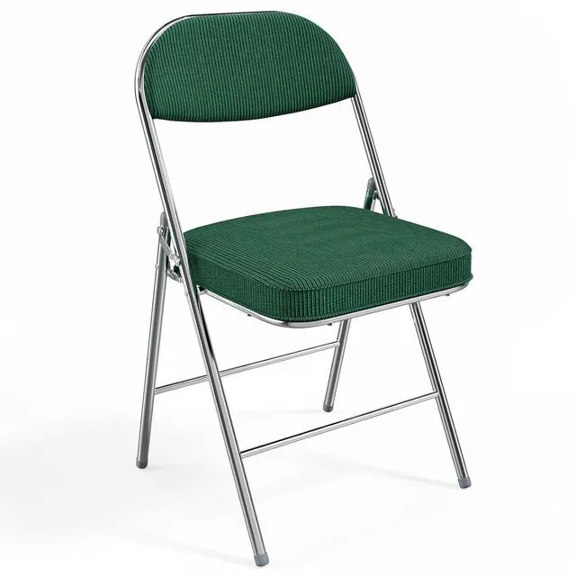 Main image of Folding Chairs with Padded Seat & Backrest, Metal Frame, Durable Corduroy Fabric, 350 lbs Capacity, Set of 1, Olive Green Ideal for Weddings, Parties, Office Events