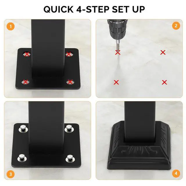 Alt view image 7 of 7 - Handrails for Outdoor Steps, Stair Handrail Fits 1 to 5 Steps, Wrought Iron Hand Rail Stair Railing Kit for Concrete/Porch/Wooden Steps (1, Black, 2 to 3 Steps)