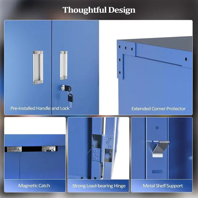 Alt view image 5 of 7 - 72'' Tall Metal Garage Storage Cabinet with Pegboards, Wheels, Locking Doors and Adjustable Shelves, File Cabinet/Tool Cabinet for Home Office/School (Blue, 32W x 16D x 72H)