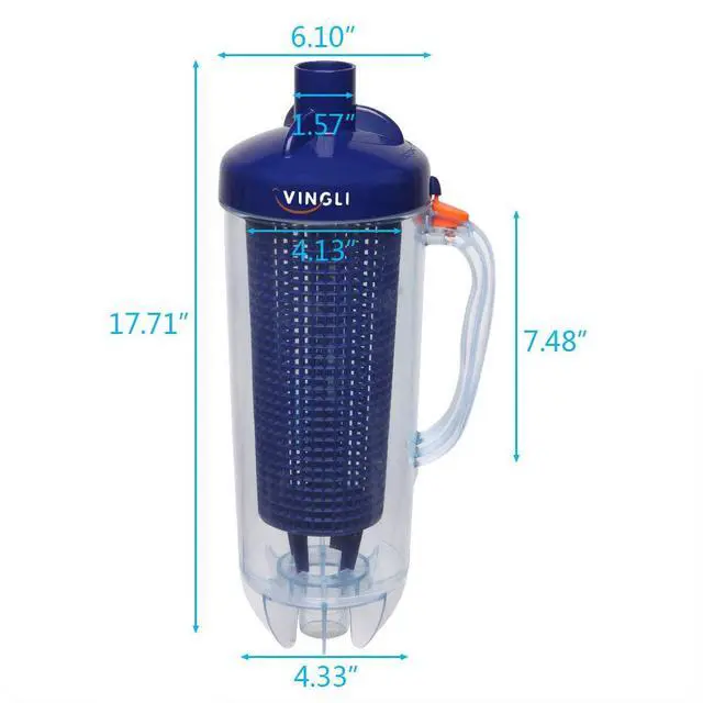 Alt view image 5 of 6 - Leaf Canister for Pool Cleaner, Skimmer Trap with Mesh Basket | Clear basket shows when full. Easy-open handle for quick emptying.For 1.5'' hose.Skims leaves & twigs before reaching pump.