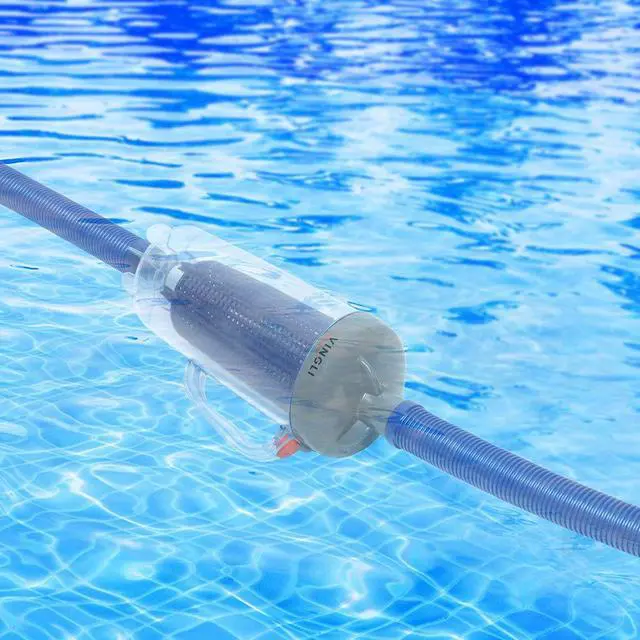 Alt view image 2 of 7 - Leaf Canister for Pool Vacuum, Inline Skimmer Trap with Mesh Basket | Clear basket shows when full. Easy-open handle for quick emptying.For 1.5'' hose.Skims leaves & twigs before reaching pump.