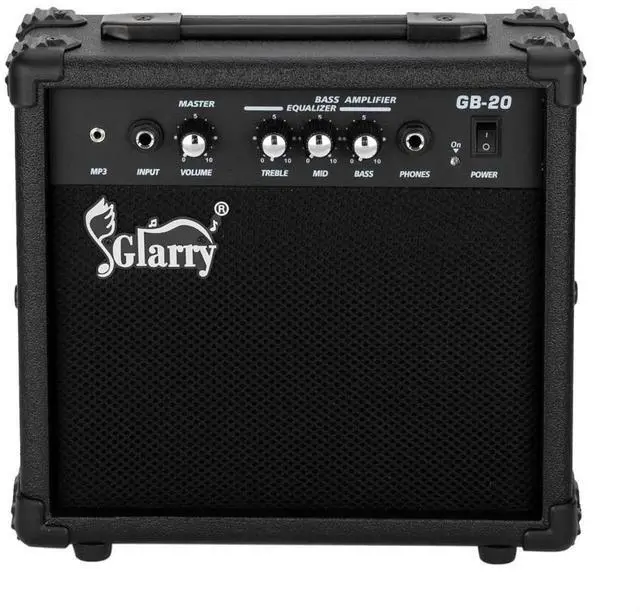 Main image of GLARRY Electric Bass Combo Amp, Portable Amp with Headphone MP3 Input, 20W Practice Bass Guitar Amplifier Speaker Accessories with Bass, Volume, Treble, and Middle Controls