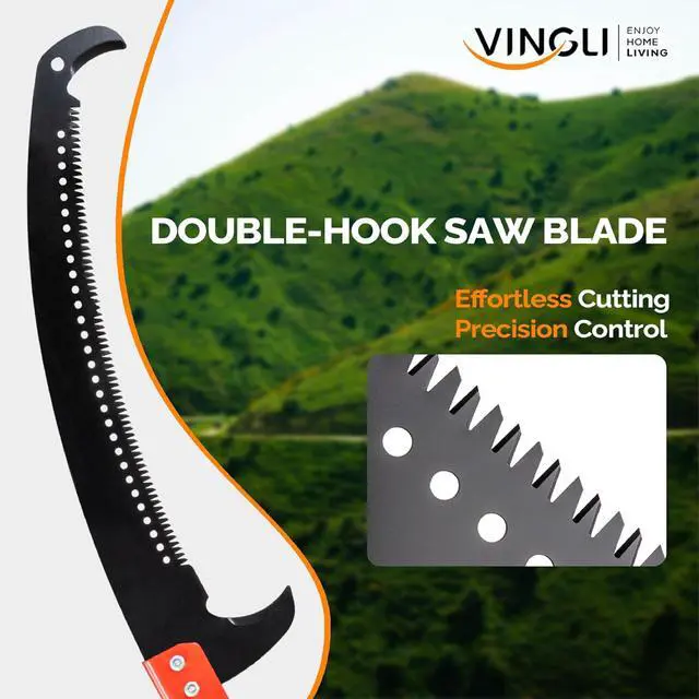 Alt view image 3 of 6 - 12ft Manual Pole Saws, Extendable Tree Trimmers Long Handle Pruner, 2Pcs Sharp Blade and Scissors, Long Tree Pruner with 2-section for Pruning Palms and Shrubs