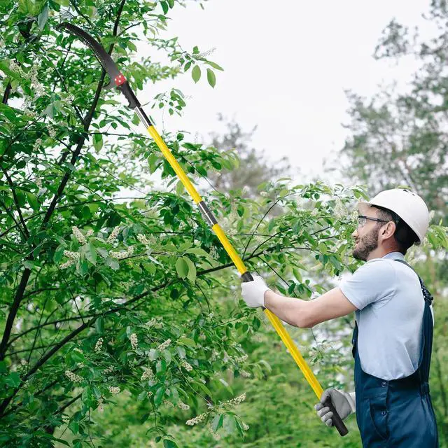 Alt view image 7 of 7 - 26FT Manual Pole Saw for Tree Trimming, Extendable Tree Pruner, Sharp Steel Blade and Scissors, High Tree Branch Cutter with Lightweight 8 Fiberglass Long Handles, for Pruning Palms and Shrubs