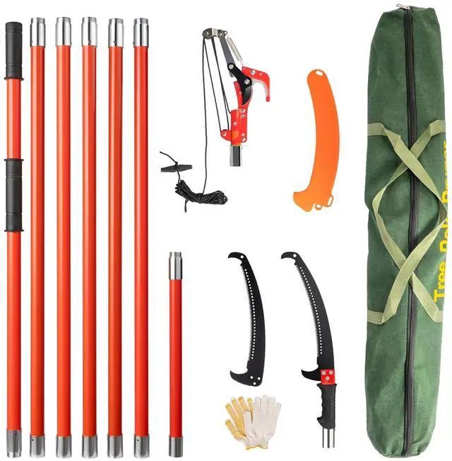 Main image of 24ft Manual Pole Saws, Extendable Tree Trimmers Long Handle Pruner, Sharp Steel Blade and Scissors, Long Tree Pruner with Lightweight 7 Fiberglass Handles for Pruning Palms and Shrubs