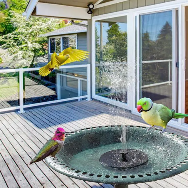 Alt view image 3 of 7 - Pedestal Bird Bath with Solar Fountain, Solar Pump Resin Birdbaths, Weather Resistant Bird Baths with Ground Stakes, Vintage Finish Garden Decor for Outdoor, Patio, Yard, Lawn(Green)