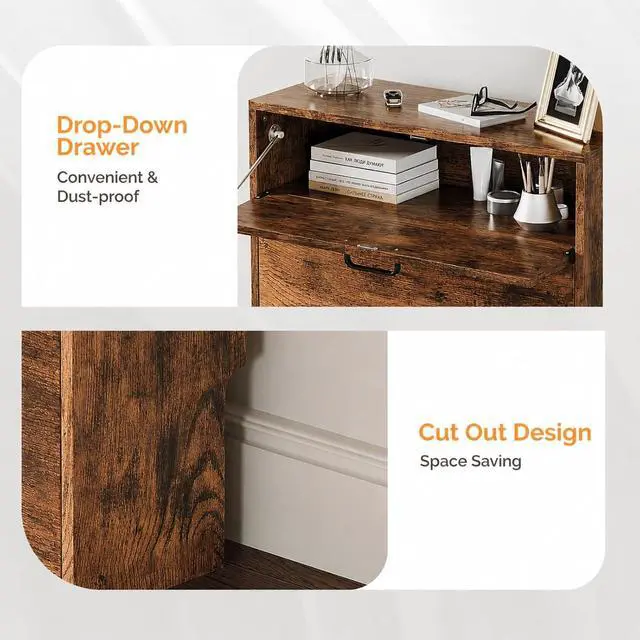 Alt view image 6 of 7 - Shoe Cabinet Storage for Entryway,Rustic Brown Narrow Shoe Rack,25"W | 812 Pairs,Skirting Board Cutout,Drop-Down Drawer,9.4"D Slim,Farmhouse,2 Flip Drawers,Adjustable & Removable Shelf