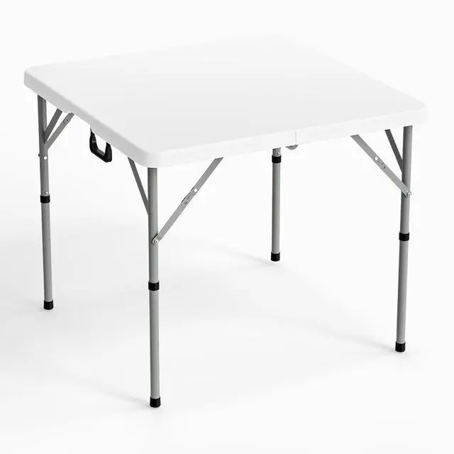 Main image of 34" Fold in Half Square Table, Bi-Folding Commercial Portable Plastic Dining Table for Kitchen Outdoor Party Wedding Event, White