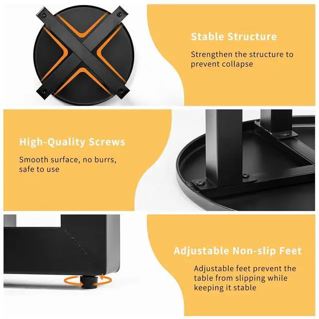 Alt view image 5 of 7 - Round Outdoor Side Table, Small Metal Outdoor Table Patio End Tables for Balcony, Porch, Garden and Poolside (Black)