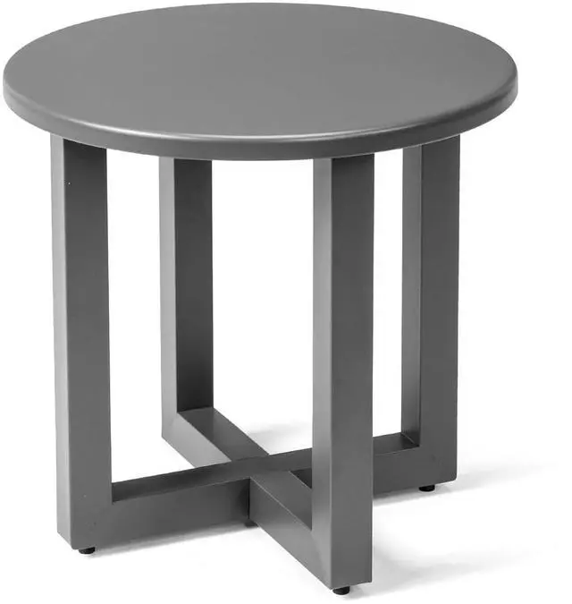 Main image of Round Outdoor Side Table, Small Metal Outdoor Table Patio End Tables for Balcony, Porch, Garden and Poolside (Grey)
