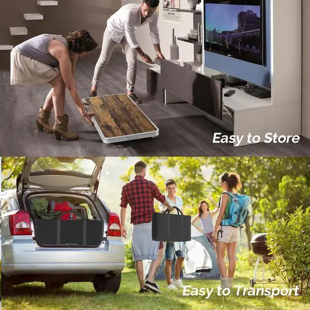Alt view image 6 of 7 - 78" Portable Bar Table, 2-Tier Shelves, Mobile Bar Table for Events, Party, Camping, Picnic, Tradeshow, Indoor with Black Skirt