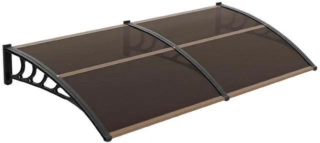 Main image of Window Awning Door Canopy Exterior, 40" x 80" Awnings for Doors Polycarbonate Cover Patio Door Awning Rain Snow Sunlight Protection Hollow Sheet (Brown Board & Black Bracket)