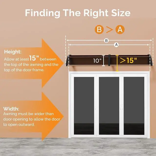 Alt view image 7 of 7 - Window Awning Door Canopy Exterior, 40" x 80" Awnings for Doors Polycarbonate Cover Patio Door Awning Rain Snow Sunlight Protection Hollow Sheet (Brown Board & Black Bracket)