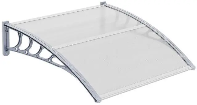 Main image of Window Awning Door Canopy, 40" x 40" Awnings for Doors Polycarbonate Cover Outdoor Door Canopy Exterior Patio Door Awning Rain Snow Sunlight Protection Hollow Sheet (Clear Board & Grey Bracket)