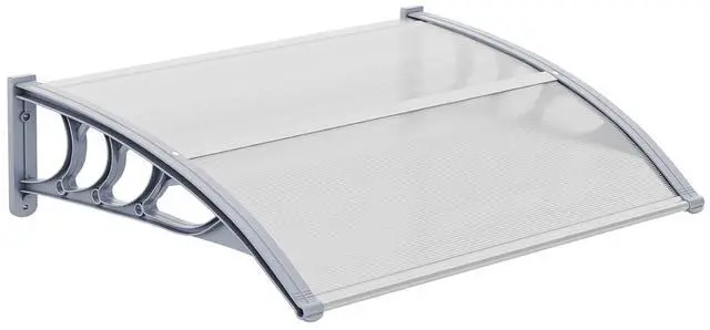 Main image of Window Awning Door Canopy Exterior, 30" x 40" Awnings for Doors Polycarbonate Cover Patio Door Awning Rain Snow Sunlight Protection Hollow Sheet (Clear Board & Grey Bracket)
