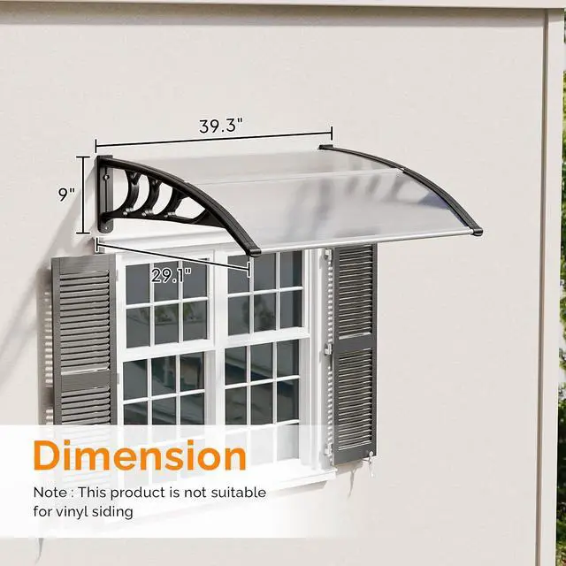 Alt view image 3 of 7 - Window Awning Door Canopy Exterior, 30" x 40" Awnings for Doors Polycarbonate Cover Patio Door Awning Rain Snow Sunlight Protection Hollow Sheet (Clear Board & Black Bracket)