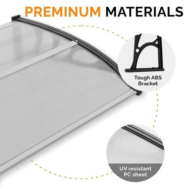 Alt view image 6 of 7 - Window Awning Door Canopy Exterior, 30" x 40" Awnings for Doors Polycarbonate Cover Patio Door Awning Rain Snow Sunlight Protection Hollow Sheet (Clear Board & Black Bracket)