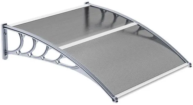 Main image of Window Awning Door Canopy Exterior, 40" x 40" Awnings for Doors Polycarbonate Cover Patio Door Awning Rain Snow Sunlight Protection Hollow Sheet (Grey Board & Grey Bracket)