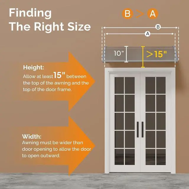 Alt view image 7 of 7 - Window Awning Door Canopy Exterior, 40" x 40" Awnings for Doors Polycarbonate Cover Patio Door Awning Rain Snow Sunlight Protection Hollow Sheet (Grey Board & Grey Bracket)