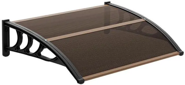 Main image of Window Awning Door Canopy Exterior, 30" x 40" Awnings for Doors Polycarbonate Cover Patio Door Awning Rain Snow Sunlight Protection Hollow Sheet (Brown Board & Black Bracket)
